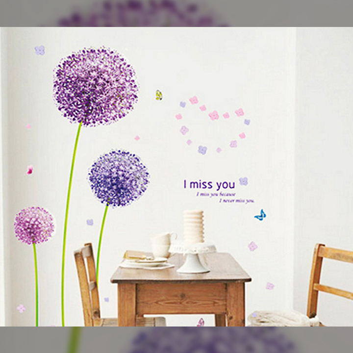 Decal dán tường hoa bồ công anh tím am9011