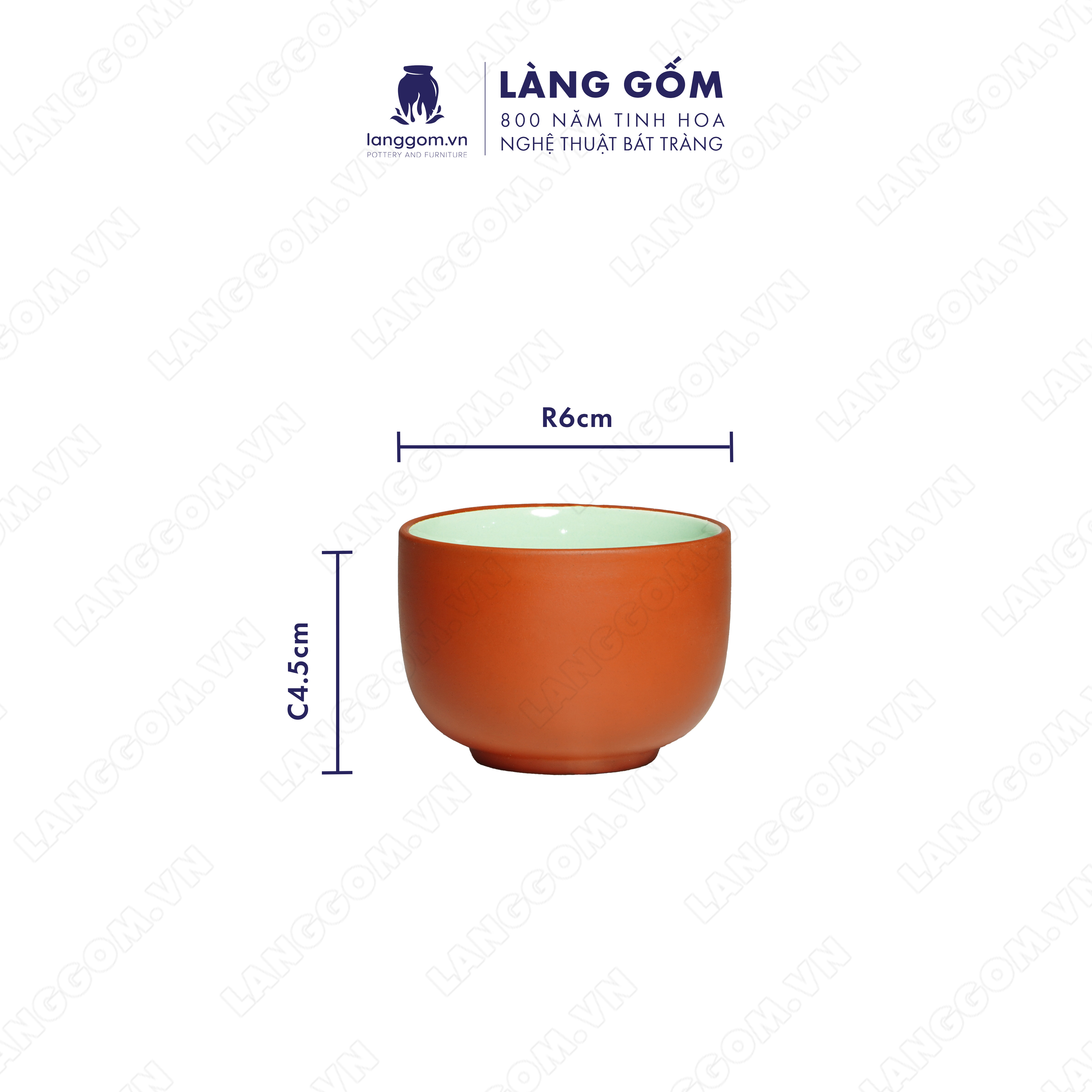 Bộ ấm chén đất nung trúc đào - Men mộc - Gốm sứ Bát Tràng - langgom.vn