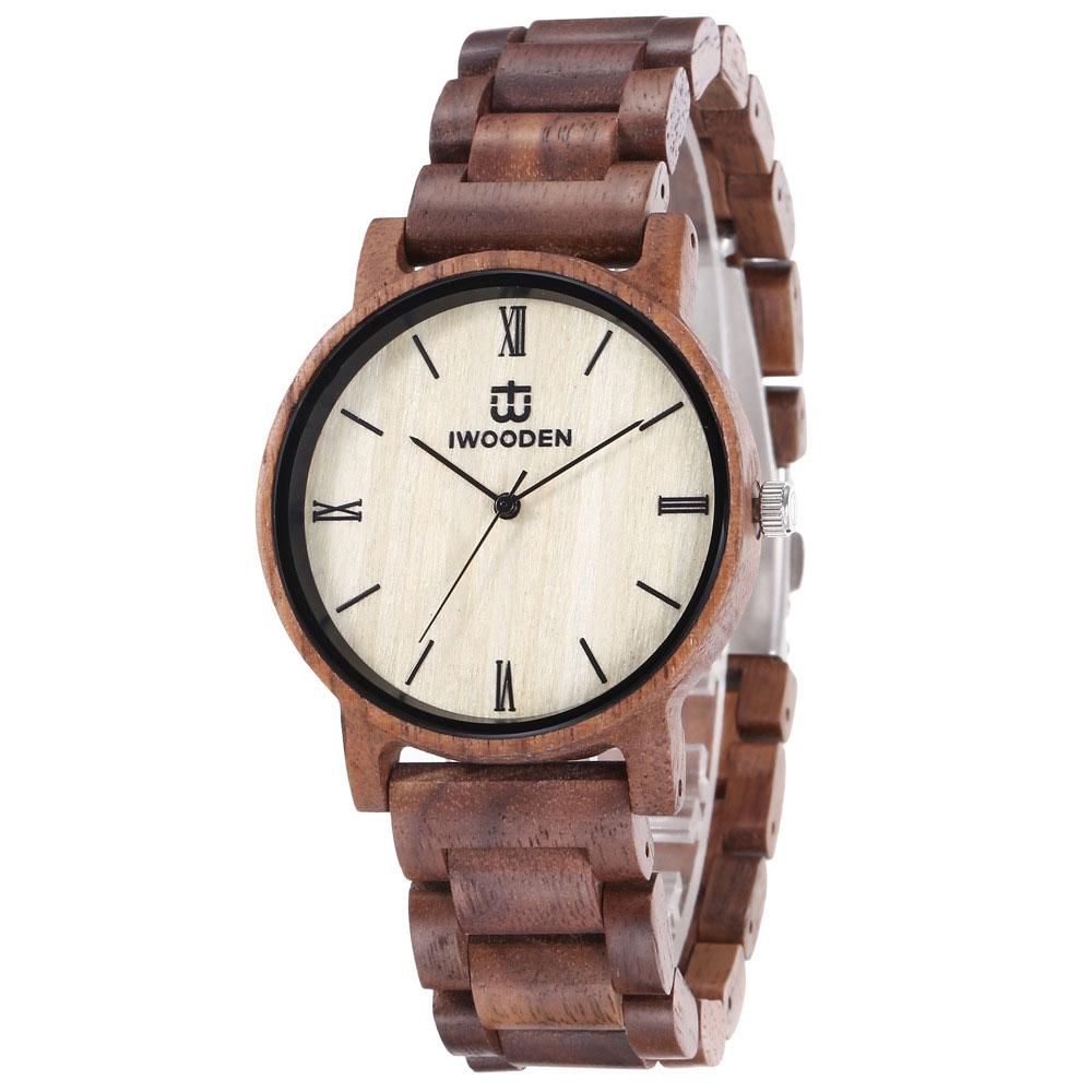 Đồng hồ nam bằng gỗ IWOODEN tương tự Thạch anh siêu nhẹ