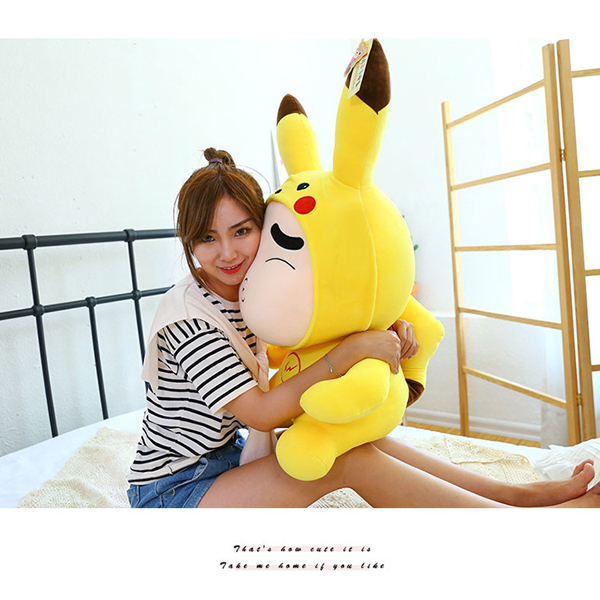 Gấu Bông Shin Cosplay Pikachu GB301 (Tặng 1 Móc Khóa Dây Da Pu Đính Đá Màu Ngẫu Nhiên)