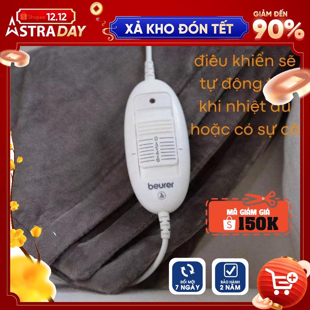 Chăn điện sưởi ấm Beurer HD75 lông cừu mềm mịn. 6 mức cài đặt nhiệt độ, tự động ngắt sau 3h, hệ thống