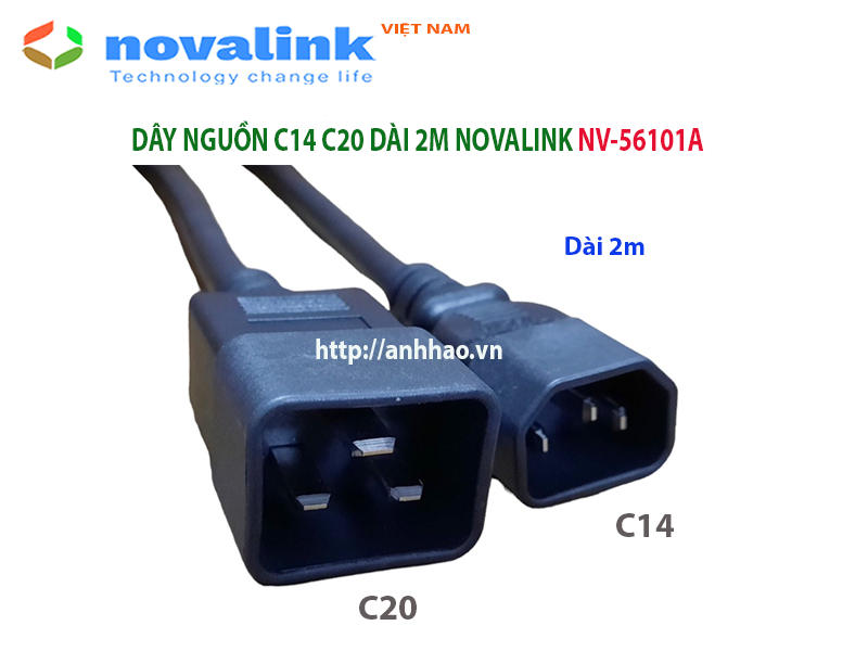 Dây nguồn C14 C20 dùng cho UPS, PDU, server dài 2m, Lõi đồng 3 x 2.08mm tiêu chuẩn UL - Hàng chính hãng