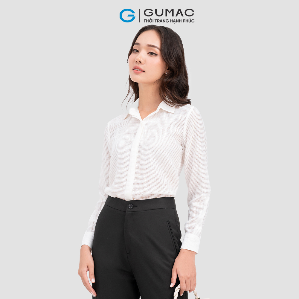 Áo sơ mi GUMAC AC11049 tay dài giấu nút công sở