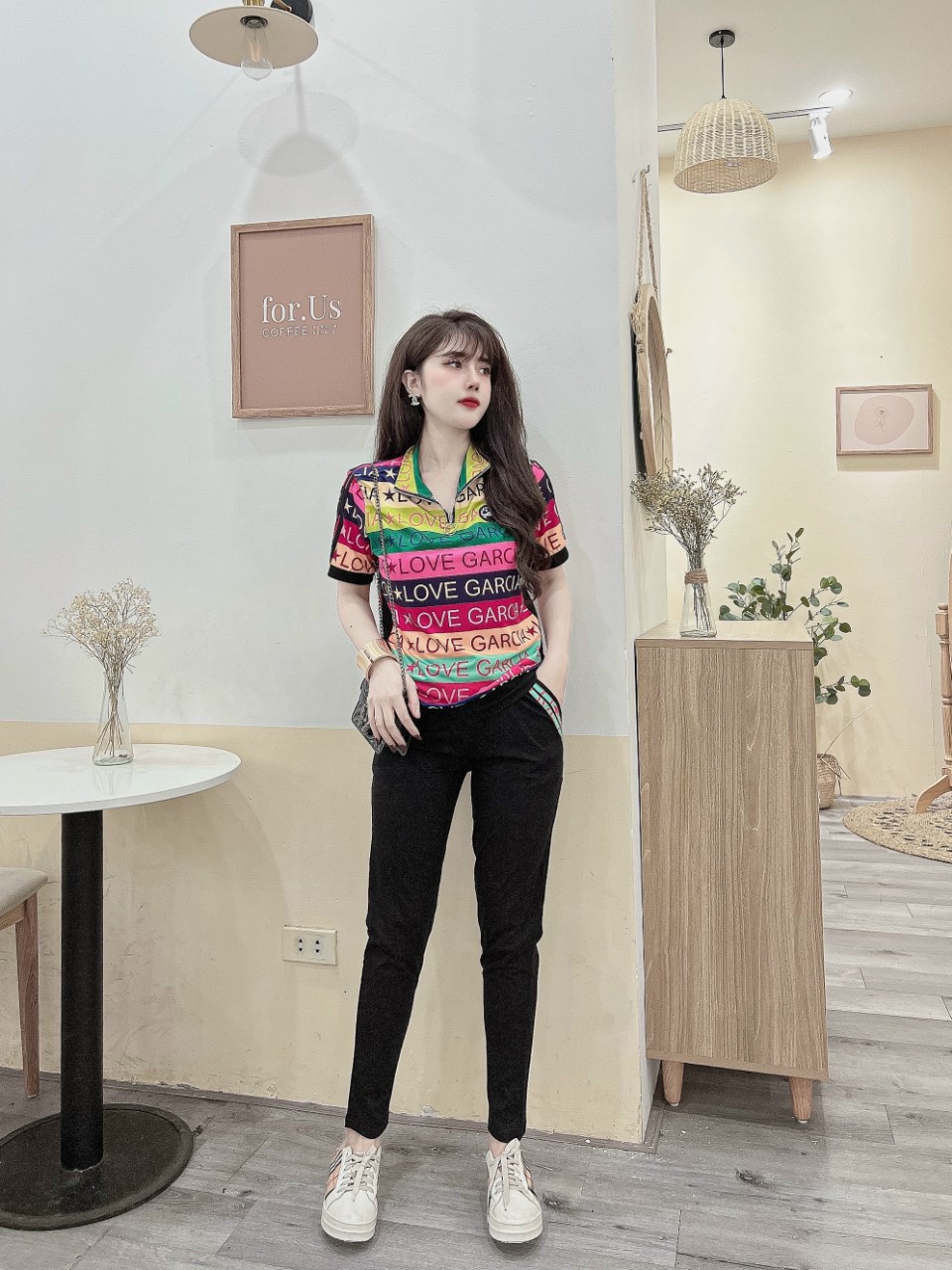 Đồ bộ thun cotton sắc màu phối khóa kéo