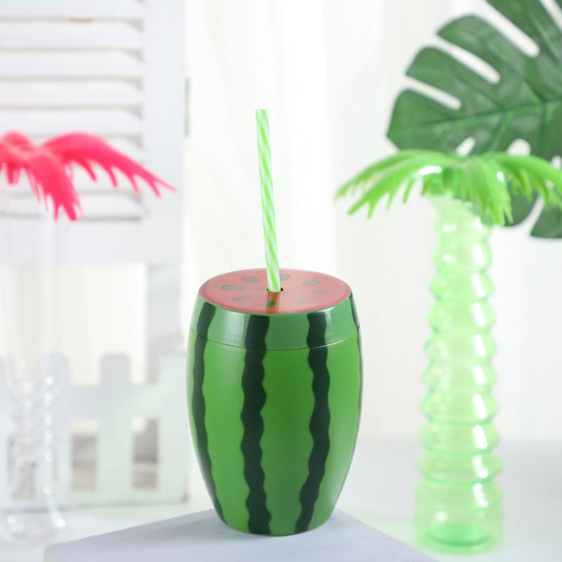 1 chiếc cốc uống sáng tạo trong hình dạng của dưa hấu, trang trí quán bar, cốc tiệc Halloween với rơm, cốc nước bia, ly cocktail