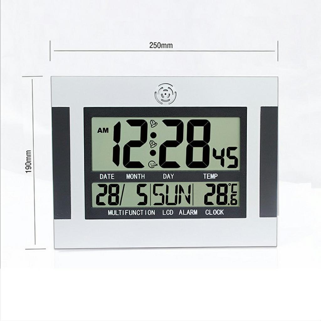 3X Large LCD Wall Clock Digital Clock with Date Temperature for Living Room