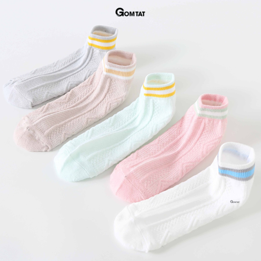 Set 5 đôi vớ cổ ngắn nữ xinh xắn nhiều màu sắc, tất nữ cổ ngắn chất liệu cotton mềm mại thoáng khí cực êm chân - CB091