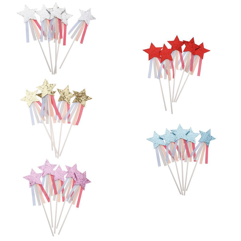 5 Pieces Star Cake Toppers Birthday Wedding Cake Decor Party Suply