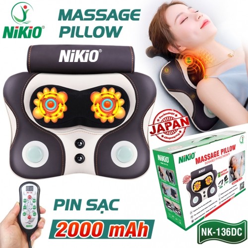 Máy Massage Đấm Bóp Cổ Vai Gáy Nikio NK-136AC - Con Lăn 3D Xoa Bóp Chuyên Sâu Kết Hợp Hồng Ngoại Trị Liệu Đau Mỏi Cổ, Hỗ Trợ Mát Xa Lưng - Tặng Kèm Cáp Dùng Trên Ô Tô