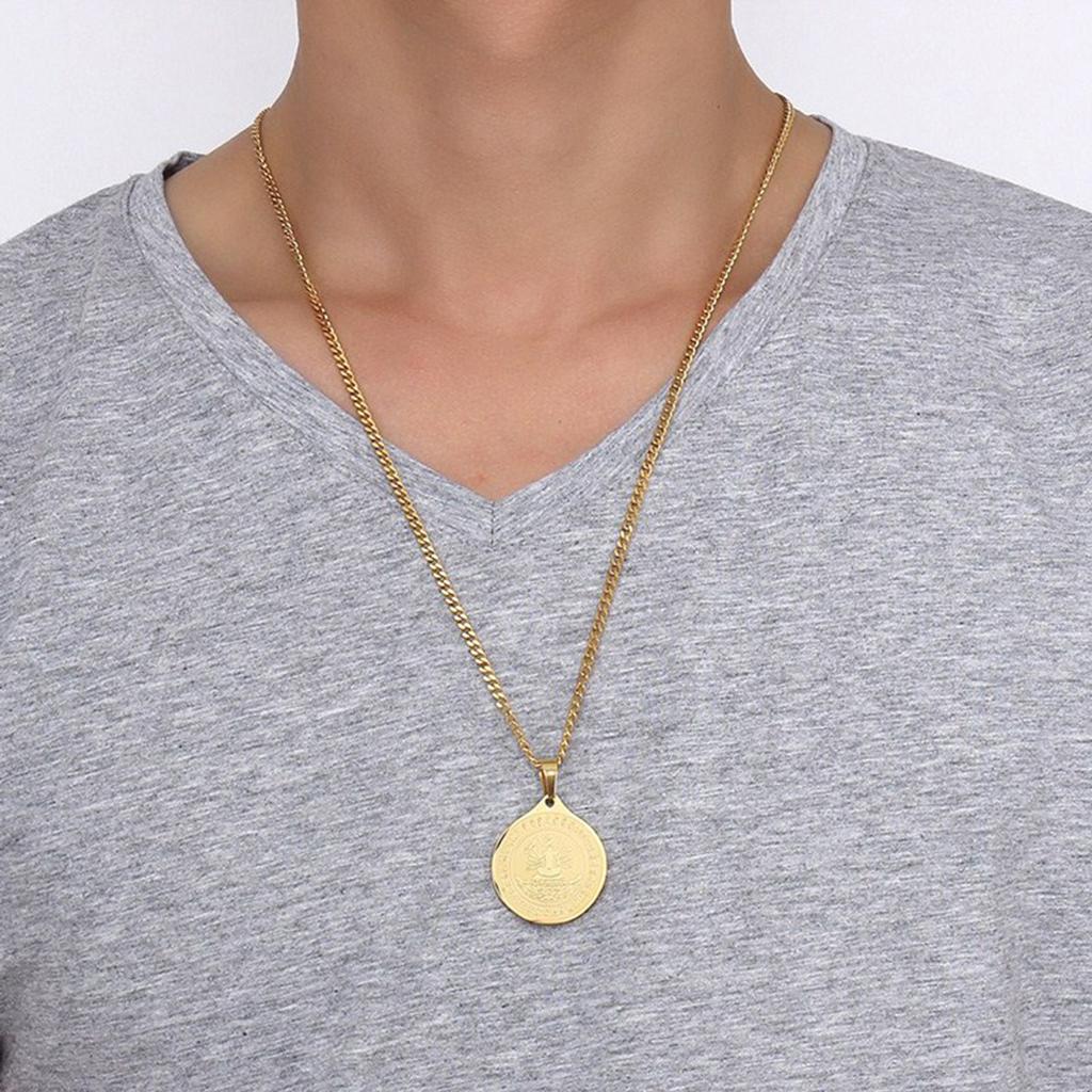 Gold Figure of Buddha Pendant Chain Necklace Fashion Jewelry Gift for Men Women