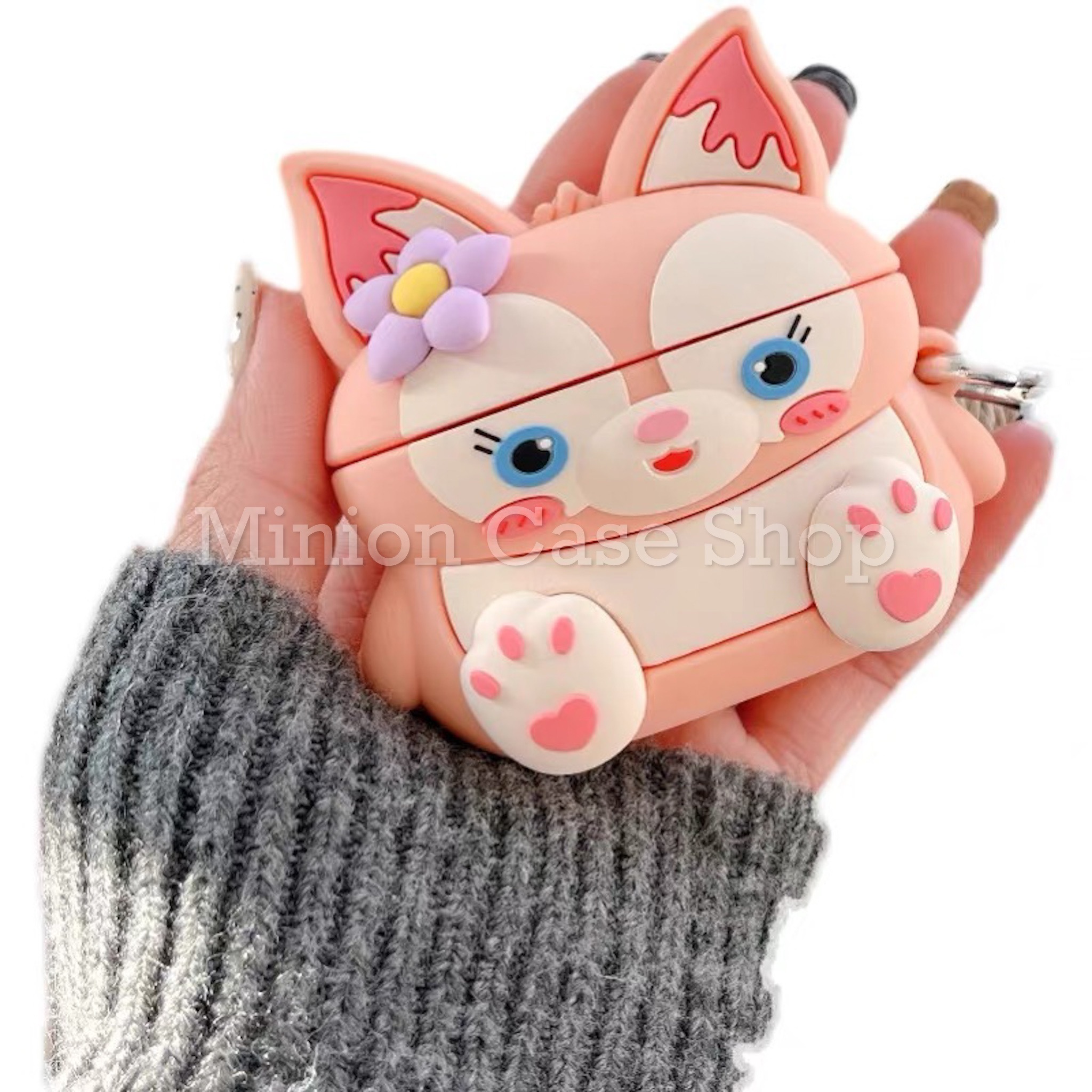 Bao Case Ốp dành cho Airpod 3 cáo hồng siêu cool silicon 3d cao cấp