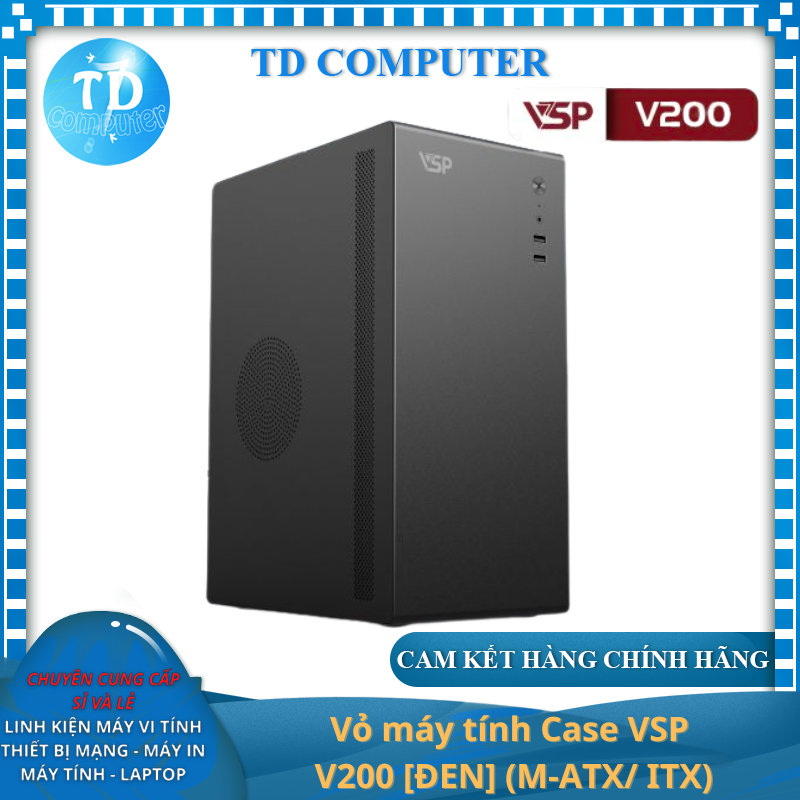 Vỏ máy tính Case VSP V200 [ĐEN] (M-ATX/ ITX) - Hàng chính hãng VSP phân phối