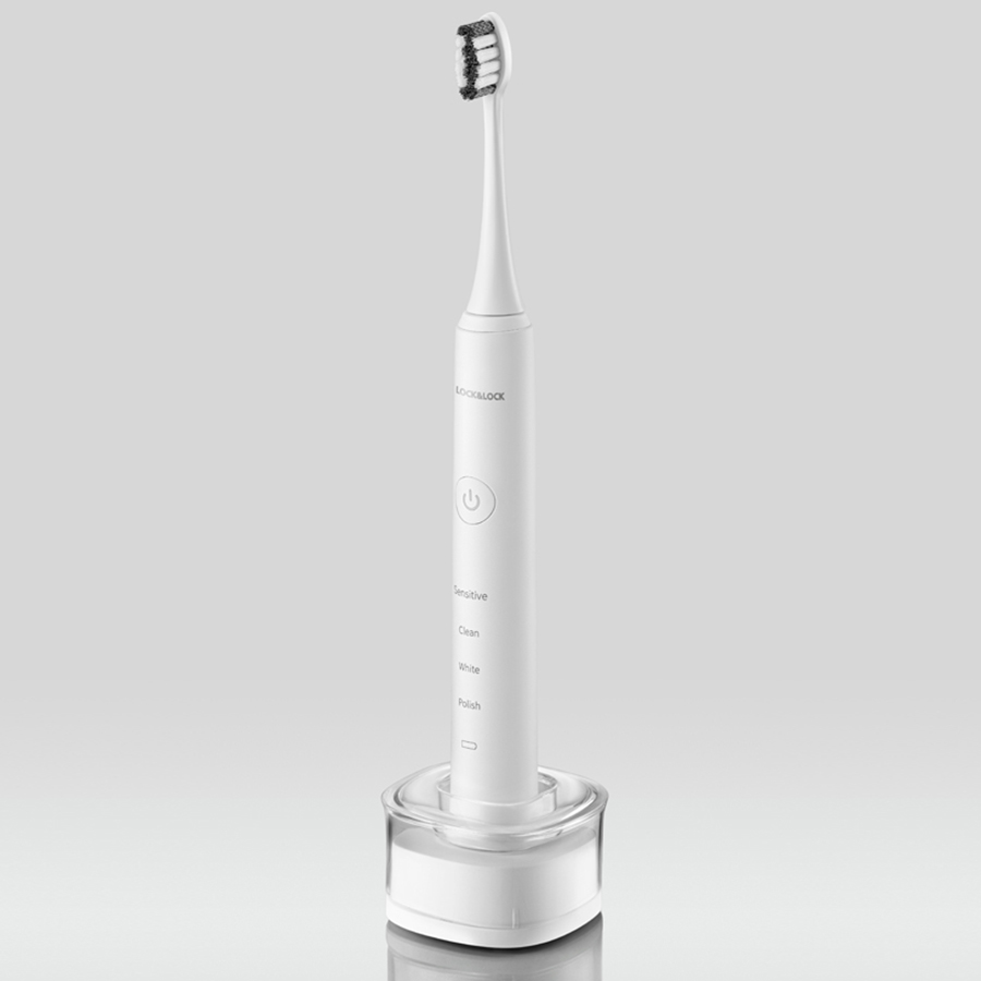Bàn Chải Đánh Răng Điện Locknlock Màu trắng ENR346WHT - Hàng chính hãng, DC3.7V, Trọng Lượng 235g, Sạc Không Dây - JoyMall