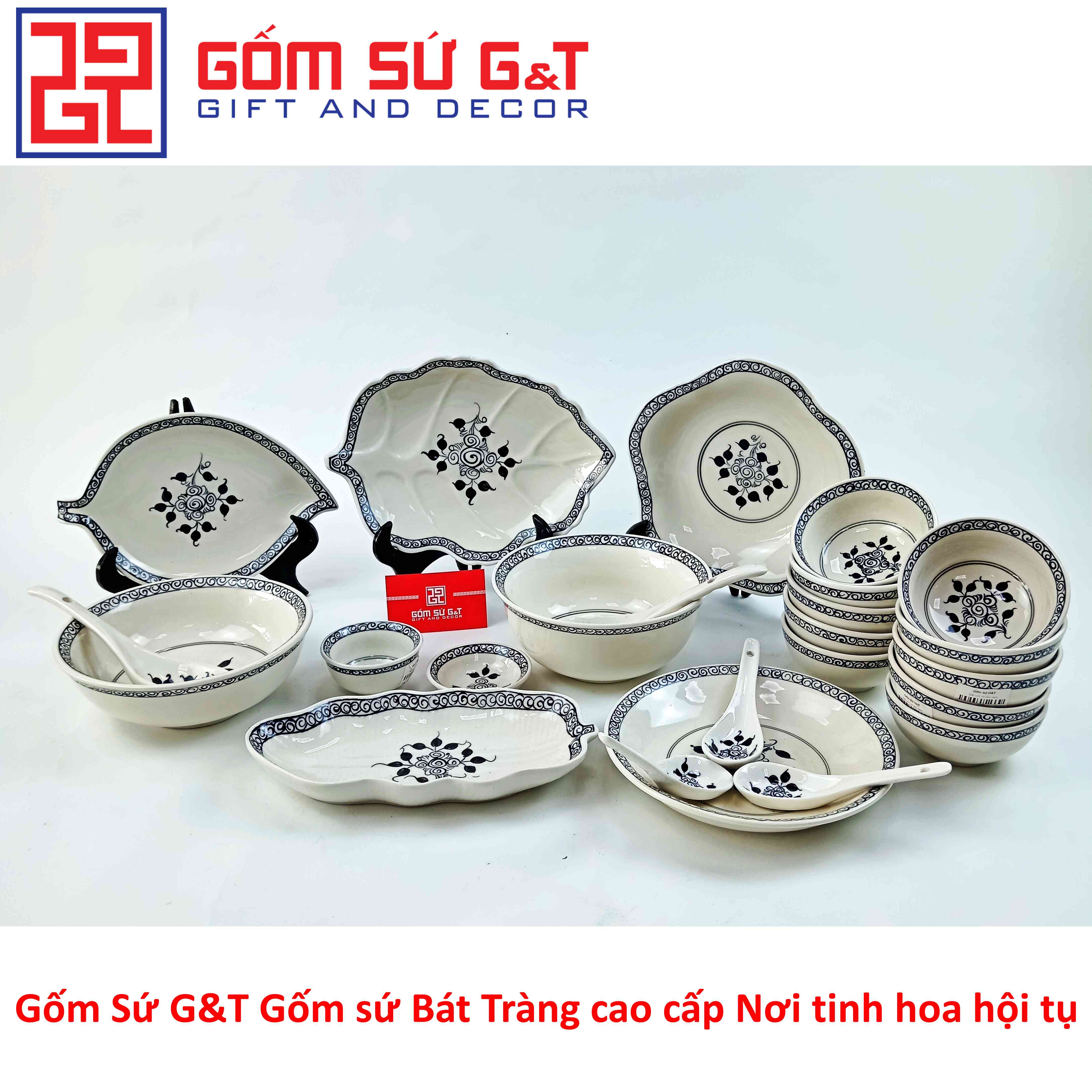 Bộ đồ ăn 10 người vẽ hoa móc set 1 Gốm Sứ G&amp;T