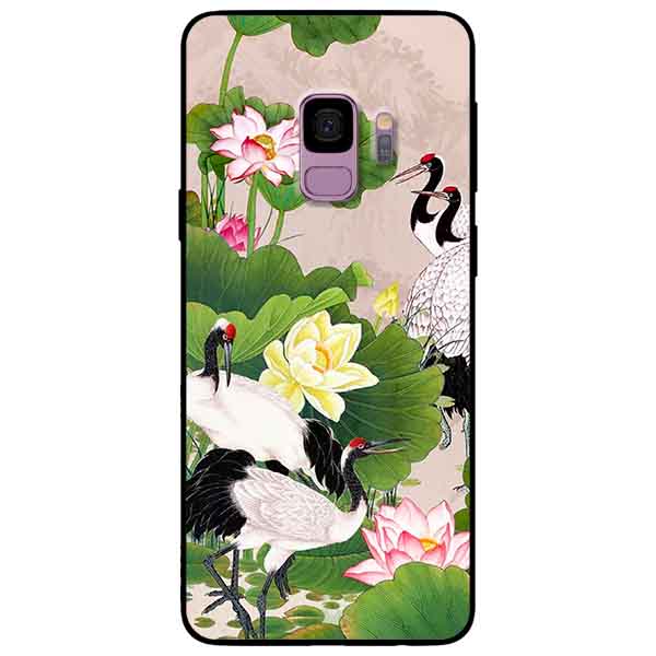 Ốp lưng in cho Samsung S9 Mẫu Sen Và Hạc