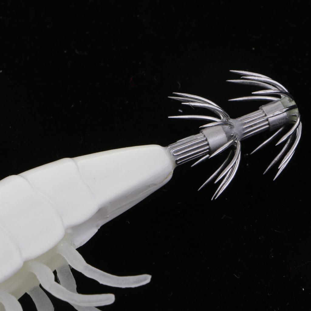 Squid Jigs Hooks Shrimp Artificial Wood Shrimp Plastic White Fishing Lure