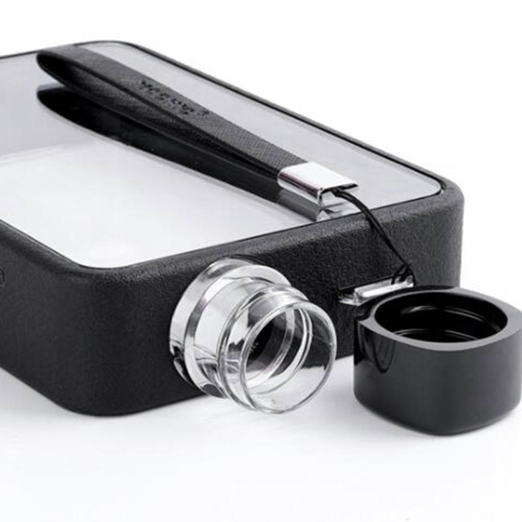 Clear Reusable Small Drinking Water Bottle Plastic - BPA Free, LeakProof, Refillable Clean Flat Memo Slim Thin Flask