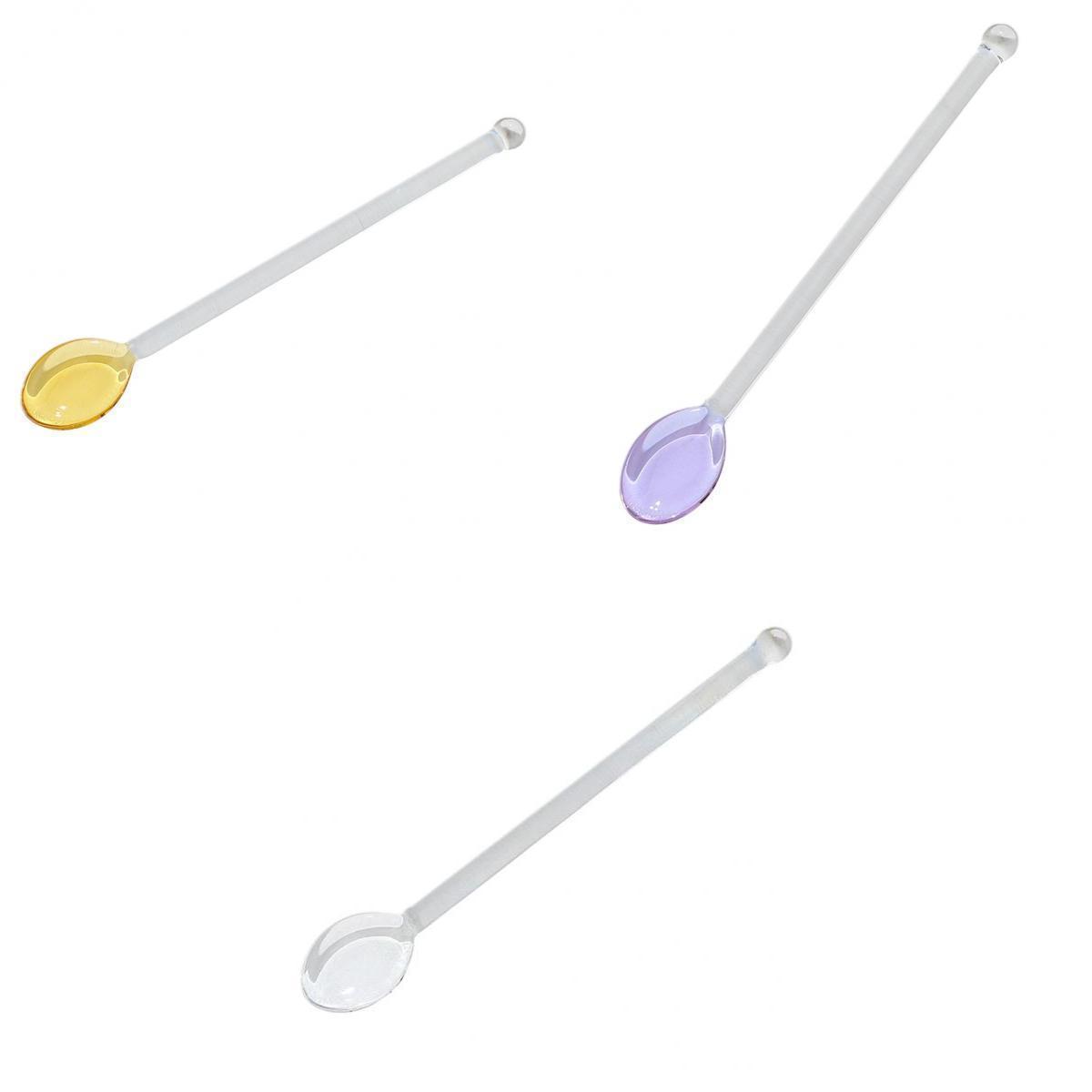 3x Glass Teaspoons Stirring Spoon for Stirring Coffee Bar