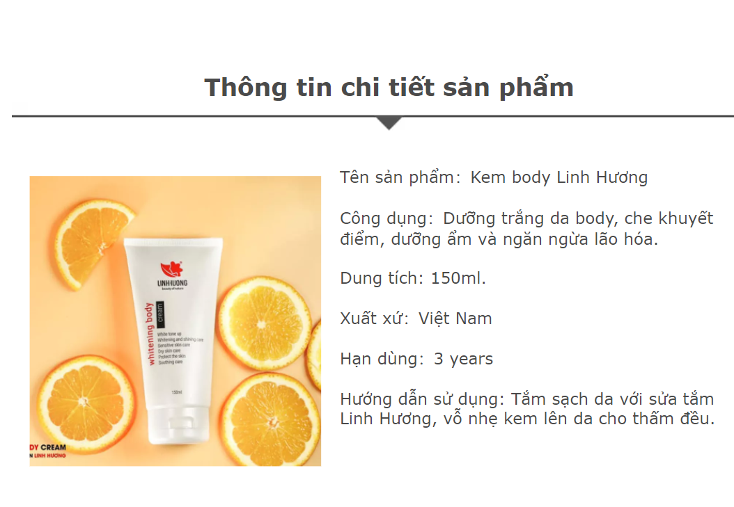 Kem Body dưỡng trắng LINH HƯƠNG 150ML - BODY NGẬM NGỌC LINH HƯƠNG - DƯỠNG DA CHỐNG NẮNG NGĂN NGỪA LÃO HÓA