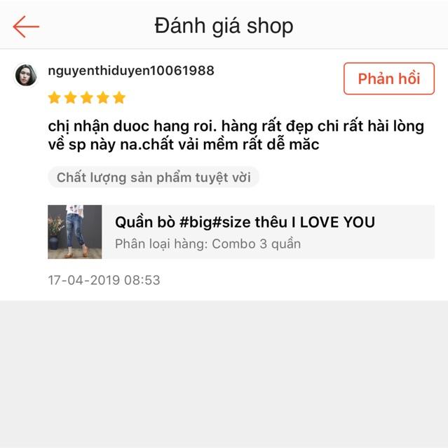 (Có sẵn) Quần bò thêu I Love You Cao cấp QQ1803