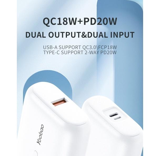 Sạc dự phòng mini Yoobao PD20 Mini 10.000mah Sạc nhanh PD20W - 2 kiểu input - hàng nhập khẩu chính hãng