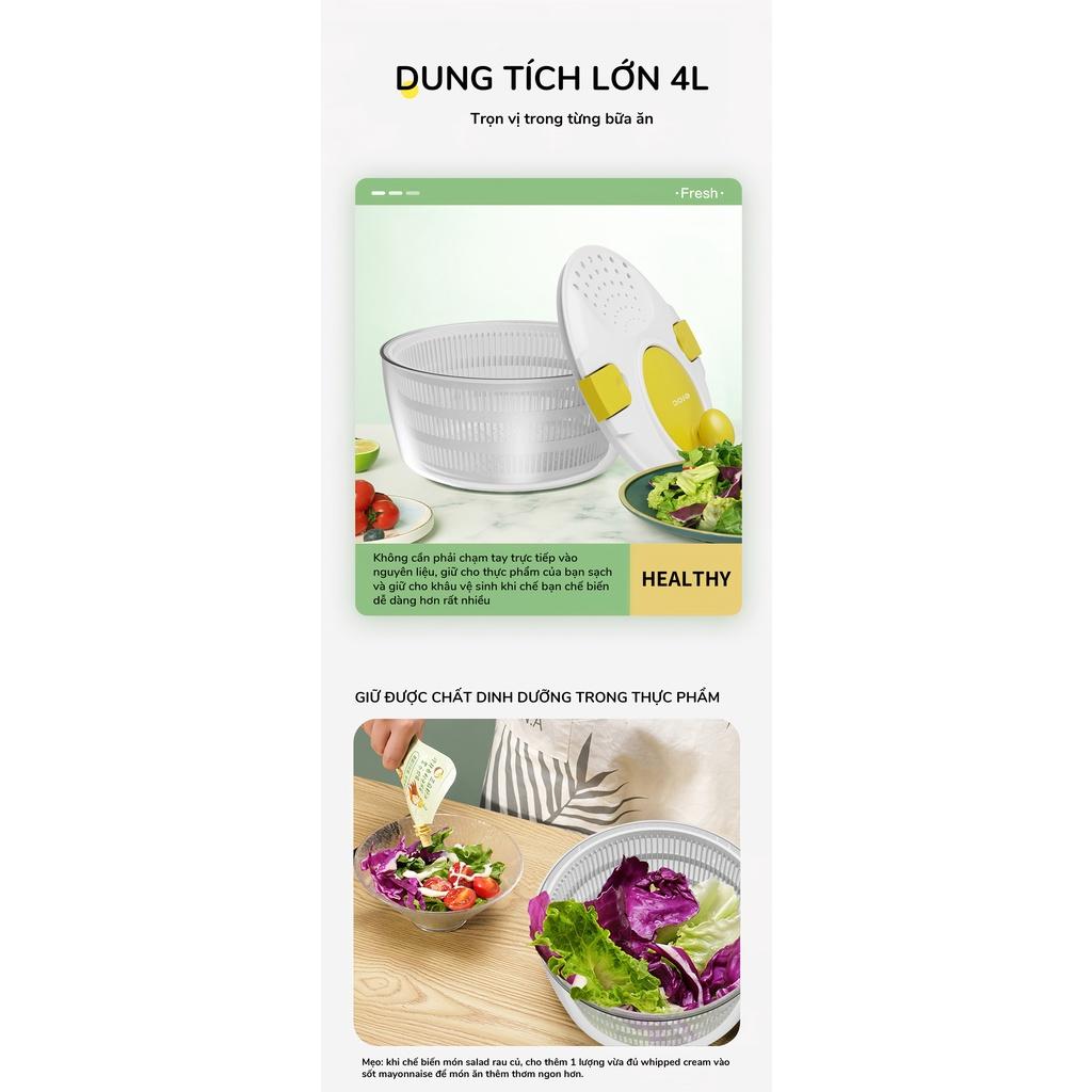 Máy Quay Vắt Khô Rau Củ Kèm Rổ Vắt Không Làm Nát Rau Eroc V-KT-SS01 SALAD SPINNER - Hàng Chính Hãng