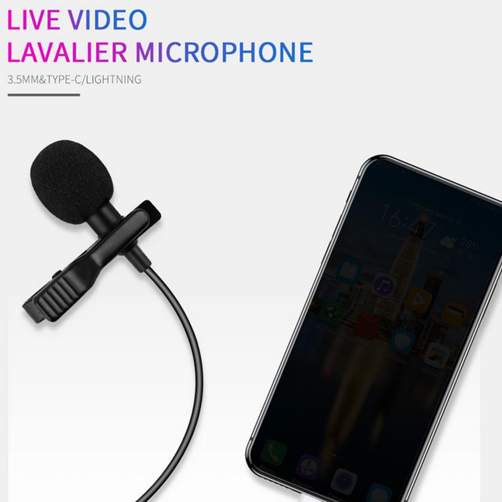 Bộ ngưng tụ Kẹp Mic nhỏ cho Ghi âm cuộc phỏng vấn video với phích cắm chuyển đổi Type-C - Màu đen - Có phích cắm chuyển đổi Type-C Lavalier Micrô