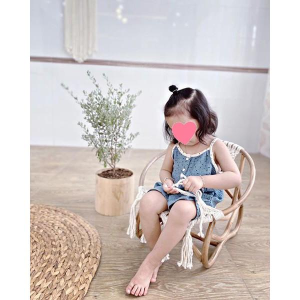 Ghế mây cho bé - chất liệu sợi cotton kết hợp khung mây