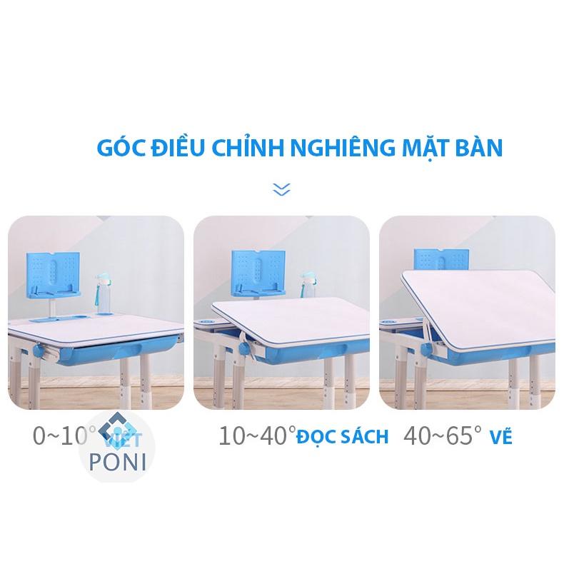 (Tặng tặng đèn led + balo) Bộ bàn học thông minh chống gù, chống cận B80, mặt bàn rộng 80cm