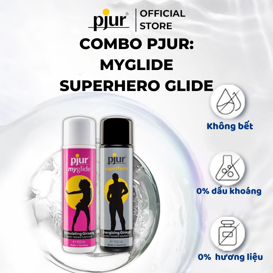 Combo 2 chất bôi trơn tăng cảm giác Pjur Myglide 100ml &amp; Pjur Superhero Glide 100ml an toàn cho mọi loại da