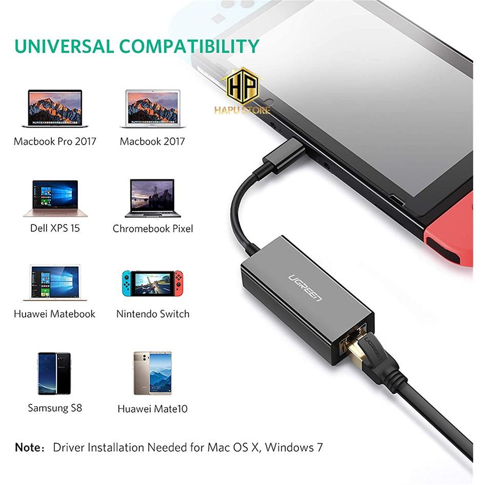 Cáp USB Type C to Lan Gigabit 10/100/1000Mbps Ugreen 50307 chính hãng - Hàng Chính Hãng