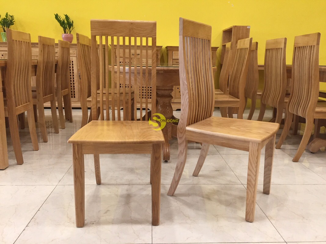 Bộ bàn ăn bàn oval 6 ghế gỗ sồi