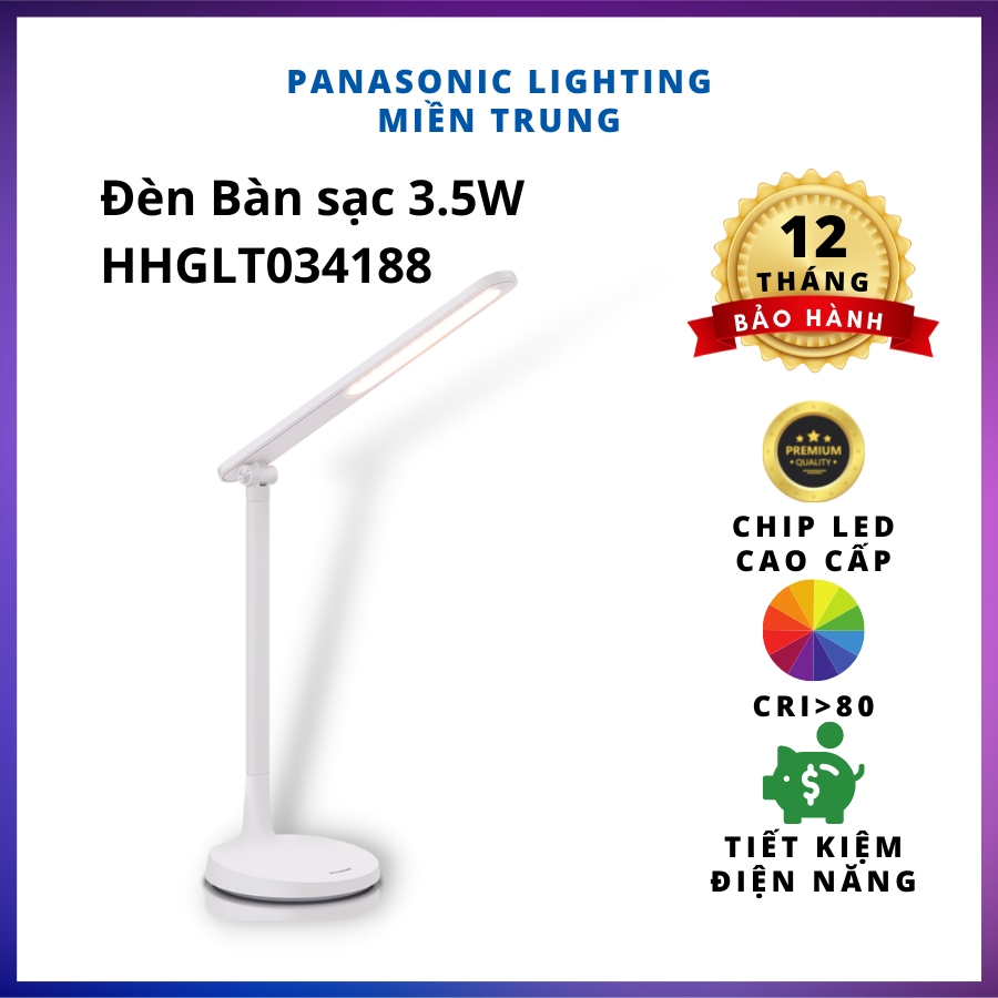 Đèn bàn sạc Panasonic HHGLT034188 3 hiệu ứng màu Pin 5-6h Điều chỉnh linh hoạt