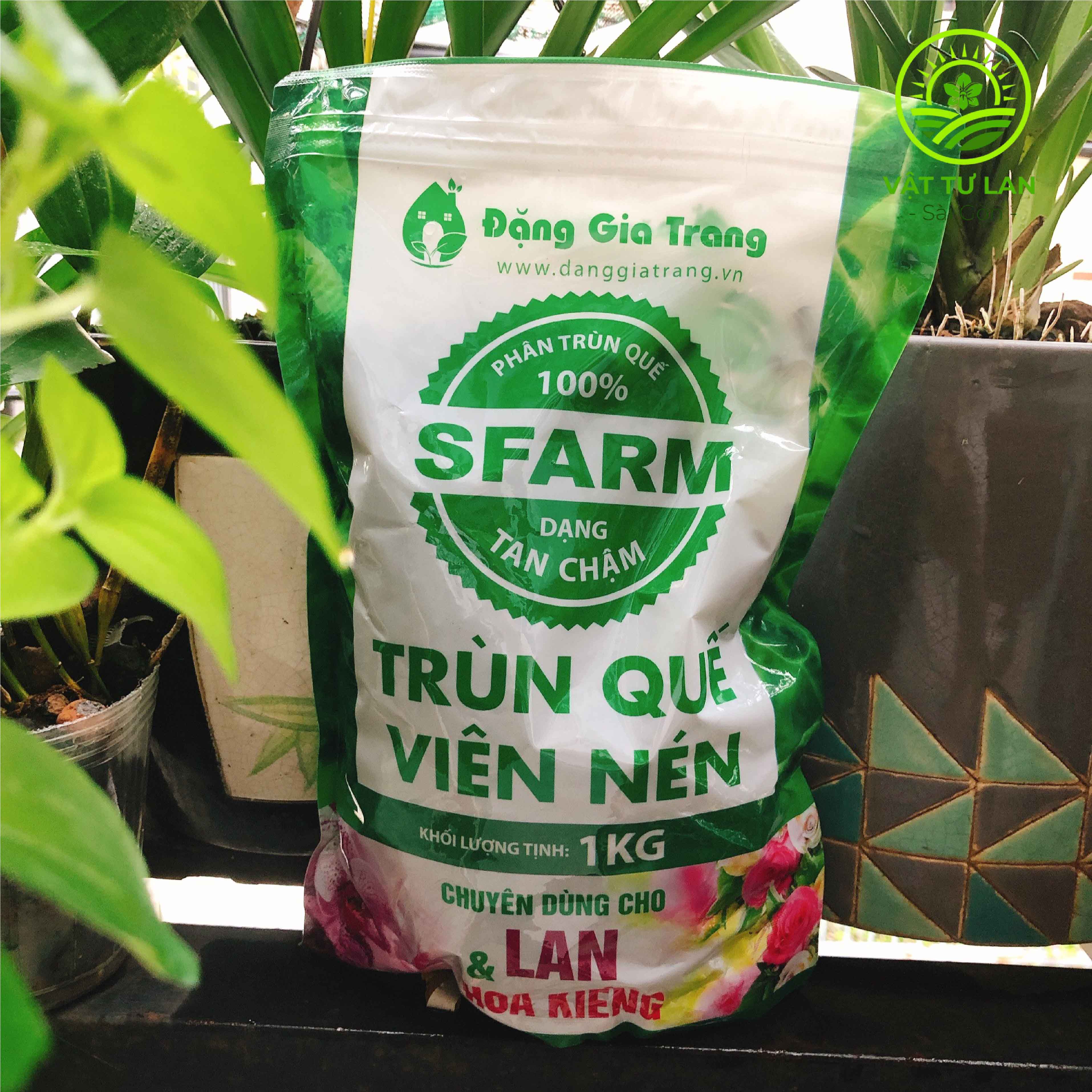 PHÂN TRÙN QUẾ SFARM VIÊN NÉN CHUYÊN DÙNG CHO LAN VÀ HOA KIỂNG TRỒNG CHẬU - 1kg