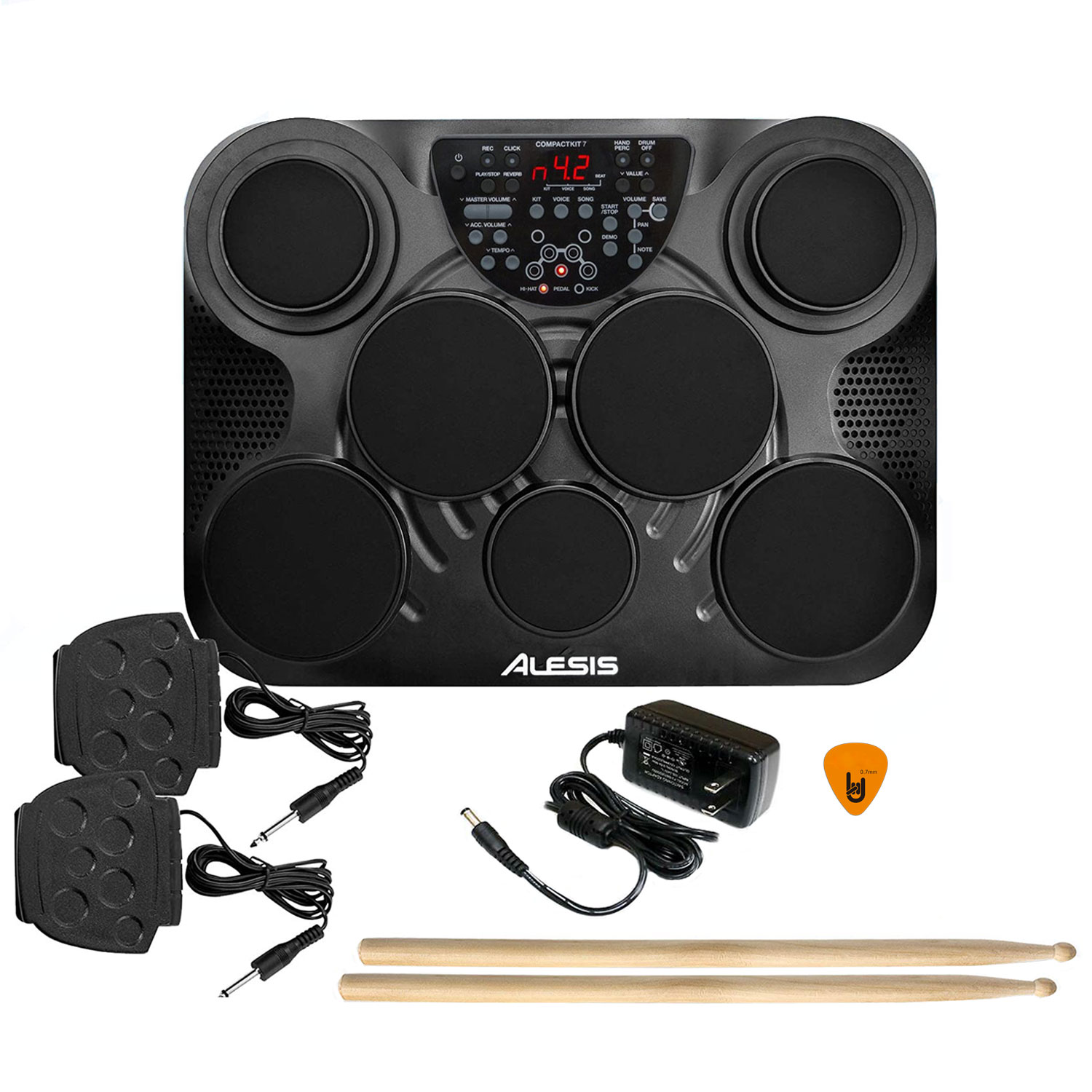 [Chính Hãng Mỹ] Bộ Trống Điện tử Alesis 7 Mặt Compactkit Ultra-Portable 7-Pad (Electronic Portable Digital Drum Kit - Nguồn, Dùi Trống, Pedal) - Kèm Móng Gẩy DreamMaker