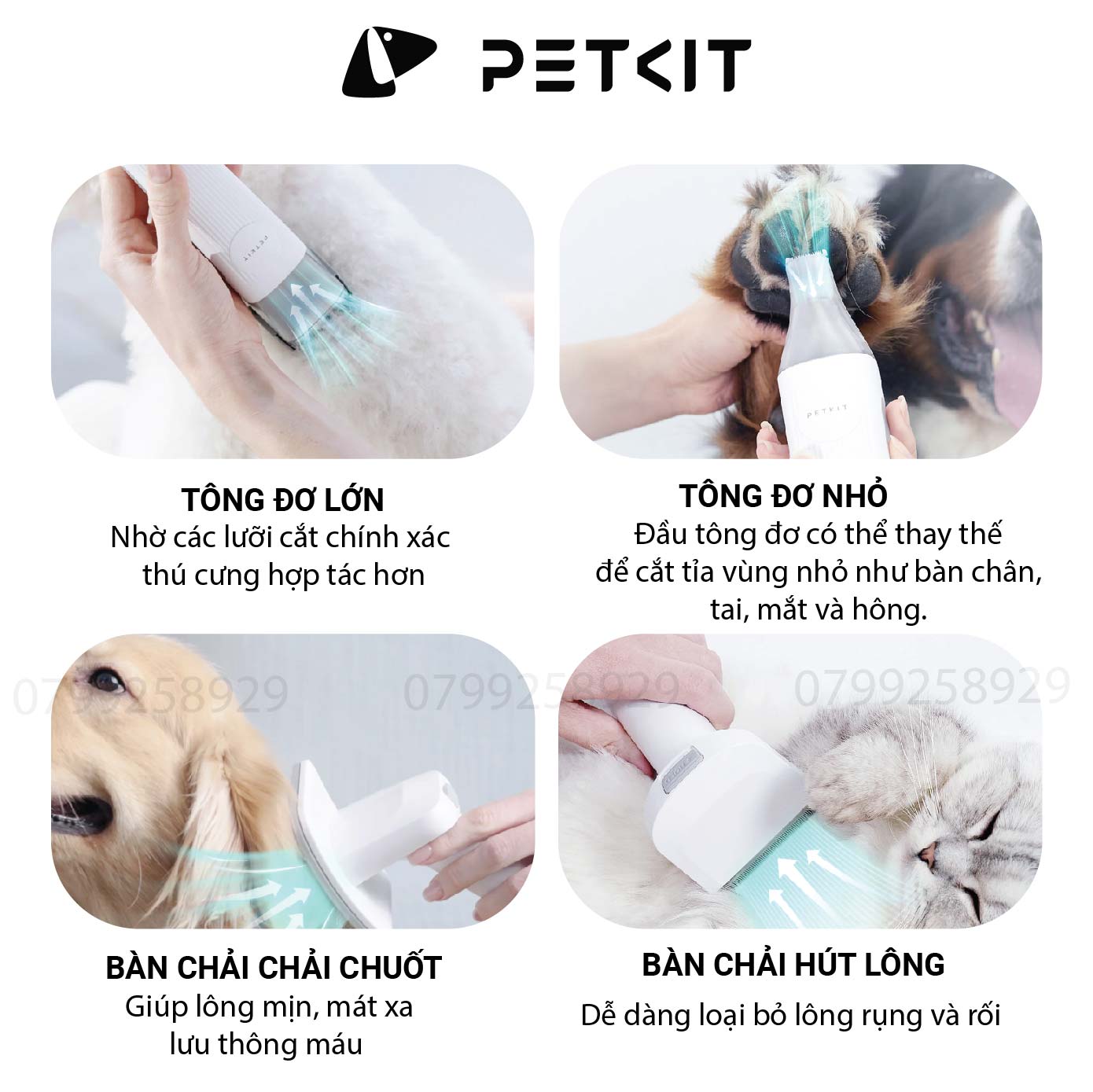 Máy Cắt, Tỉa, Hút Bụi Lông Chó Mèo, Thú Cưng Petkit 5 in 1 Đa Công Dụng