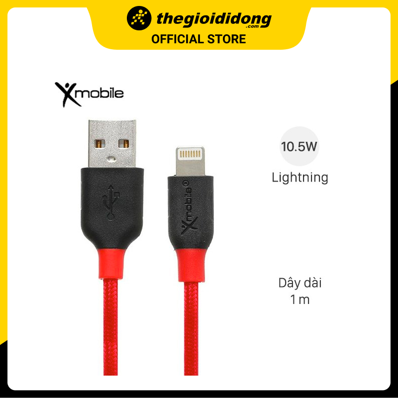 Cáp Lightning 1m Xmobile DR-L001X Đỏ đen - Hàng chính hãng