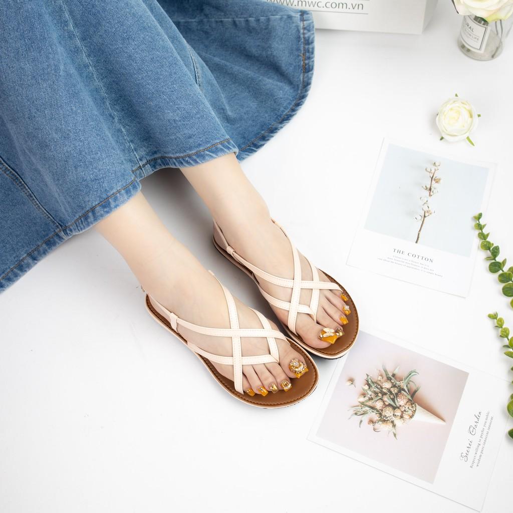 Giày sandal nữ xỏ ngón phối dây đan MWC NUSD- 2774