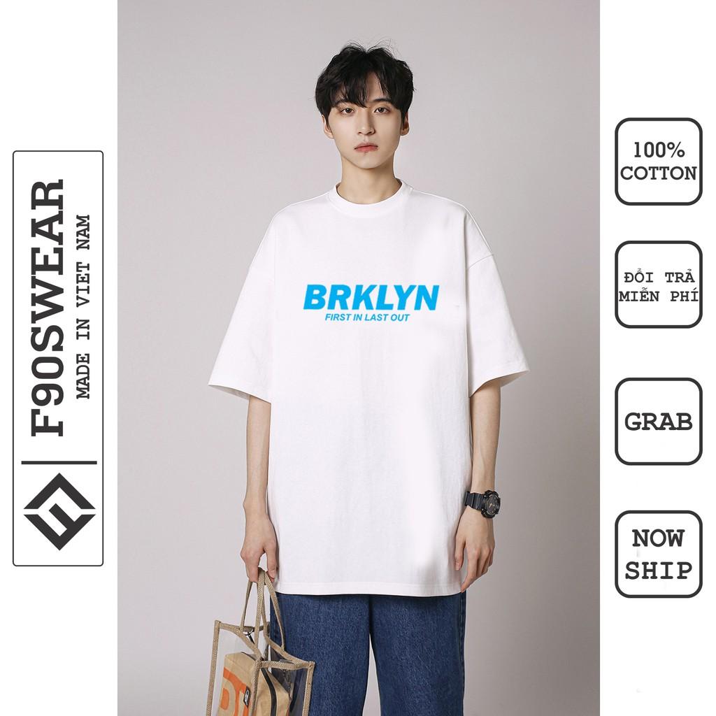 Áo thun tay lỡ 100% Cotton - Áo phông nam nữ tay lỡ form rộng, thun nam nữ in BRKLYN chất cotton co giãn 4 chiều cực mát