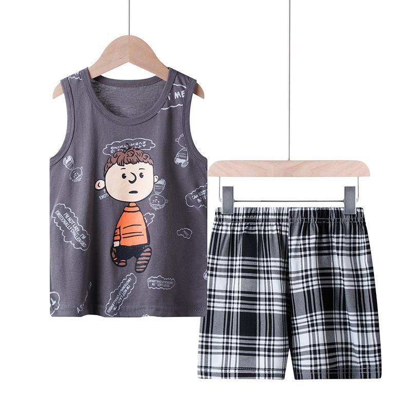Bộ ba lỗ Quảng Châu cotton bé trai chất liệu cotton siêu mát, thấm hút mồ hôi size 11-21kg