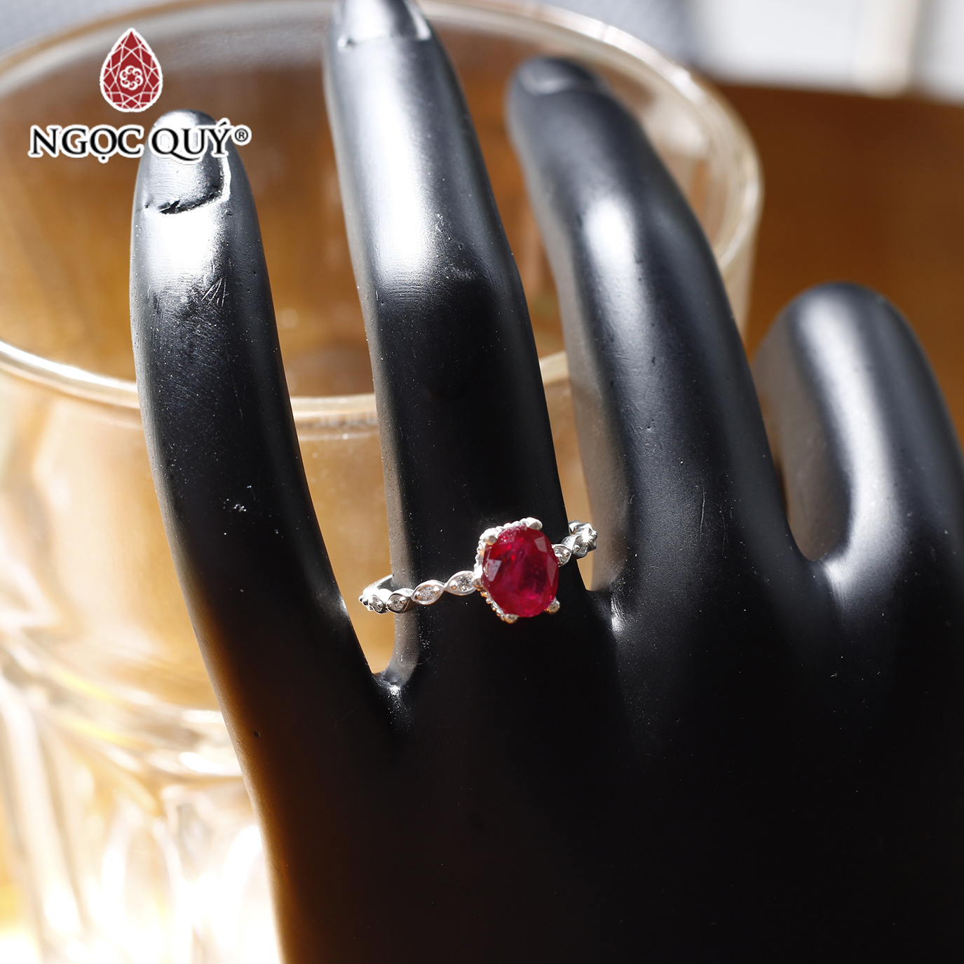 Hình ảnh Nhẫn bạc nữ đá Ruby mệnh hỏa, thổ - Ngọc Quý Gemstones