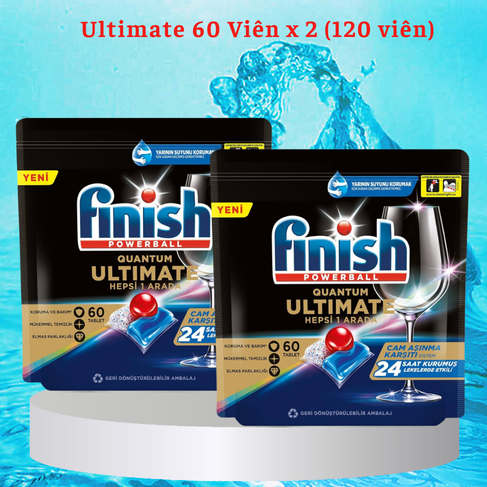 Combo 2 túi viên rửa bát Finish Quantum 100 viên (100*2=200 viên)