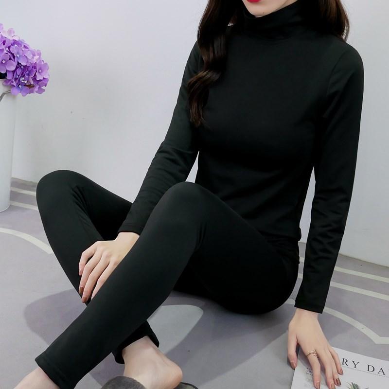 Giữ Ấm Mùa Đông Nữ Cao Cấp Nữ Plus Kích Thước Áo Nữ Cổ Cao Nhung Bộ Đồ Giữ Nhiệt Dày Quần Lót Tay Dài Quần Lót