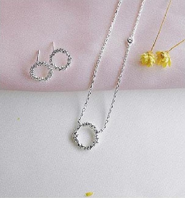 Bộ trang sức nữ 2 món mặt tròn đính đá Huyền thoại biển xanh