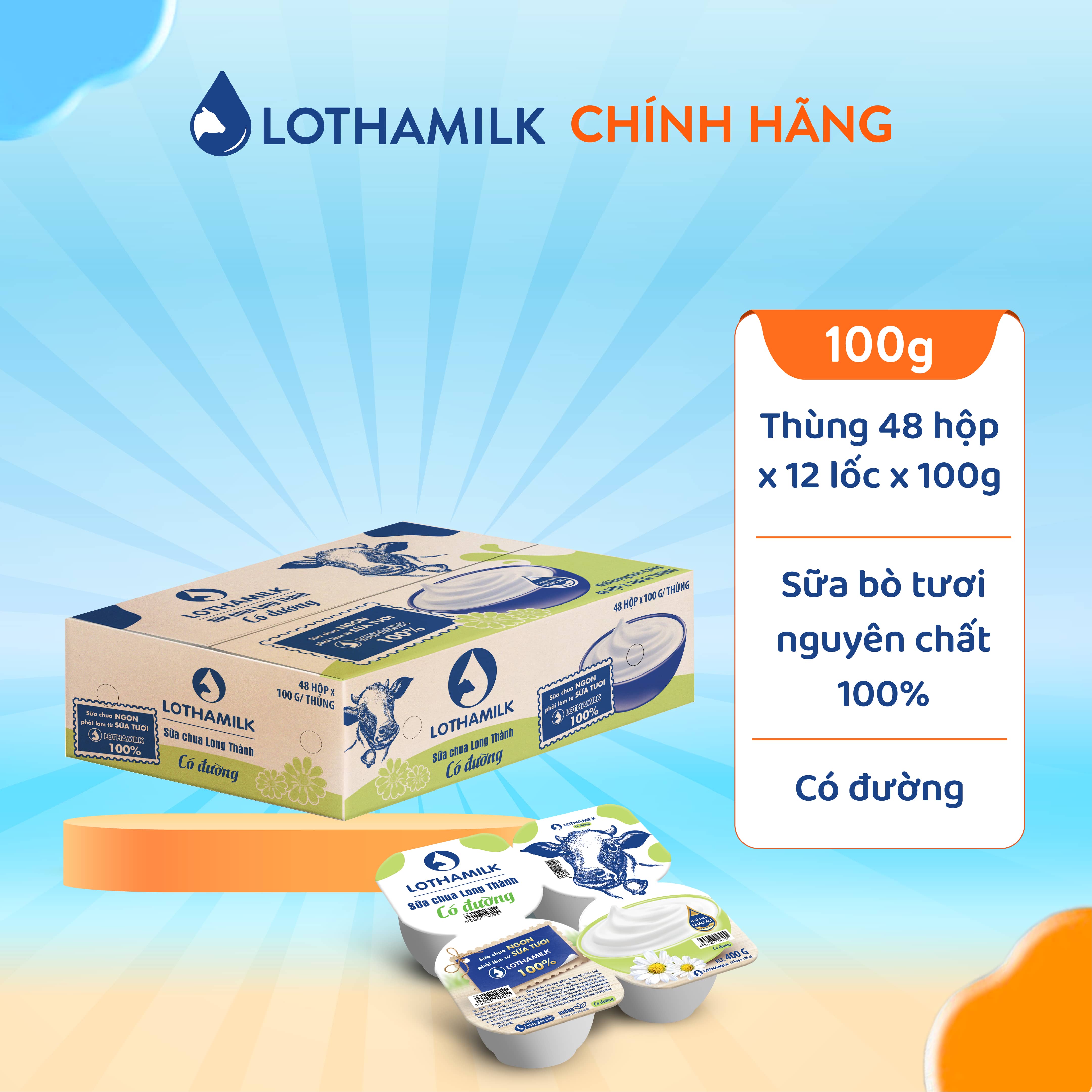 Thùng 48 hộp sữa chua ăn Lothamilk 100g