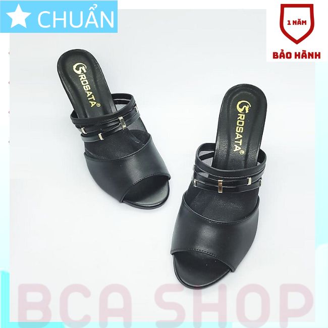 Giày cao gót nữ hở mũi 8p RO116 ROSATA phối lưới sành điệu, sang trọng và đẳng cấp tại BCASHOP - màu đen
