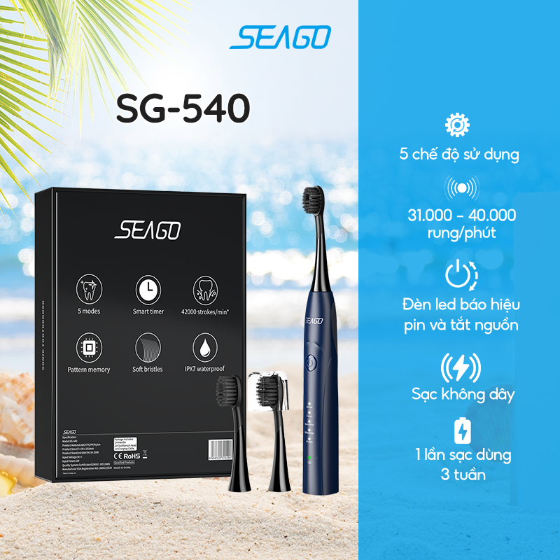 Bàn chải điện Sonic Seago SG-540 - Bảo hành 12 tháng