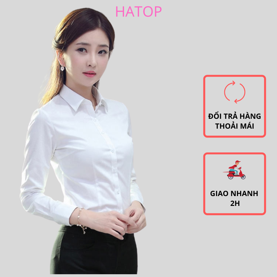 Áo sơ mi nữ tay dài cao cấp màu trắng ASDT205