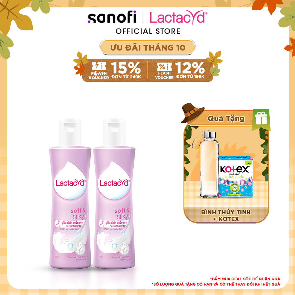 Bộ 2 Chai Dung Dịch Vệ Sinh Phụ Nữ Lactacyd Soft &Amp; Silky Dưỡng Ẩm 250Mlchai
