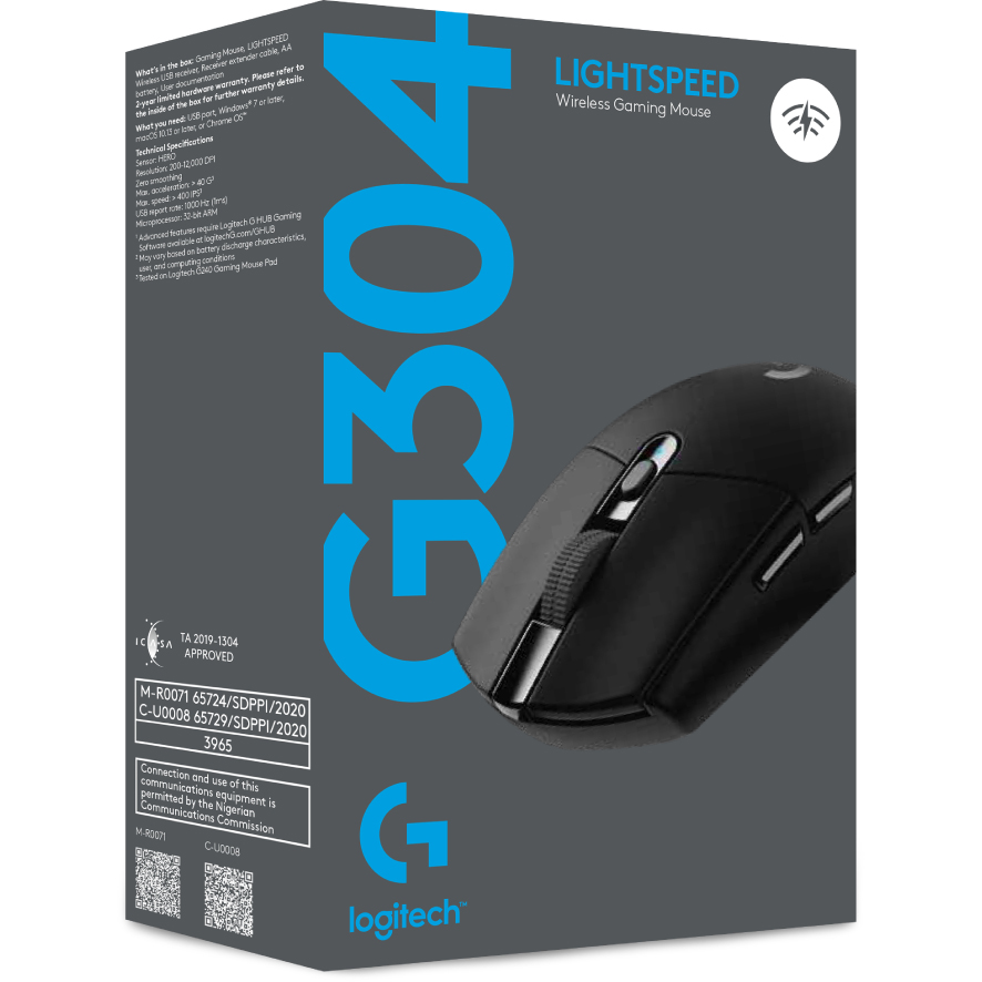 Chuột game không dây Lightspeed Logitech G304 - Cảm biến Hero, 12k DPI, nhẹ, 6 nút lập trình, on-board memory, pin 250h - Hàng chính hãng